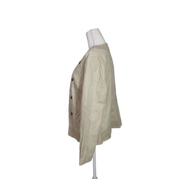 CHICO'S‎ KHAKI EMBROIDERED LONG SLEEVED JACKET BLAZER COAT 2 medium - Picture 2 of 7